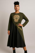 Vestido bicolor calavera dorada – Mi Negra Bella · Talla XL