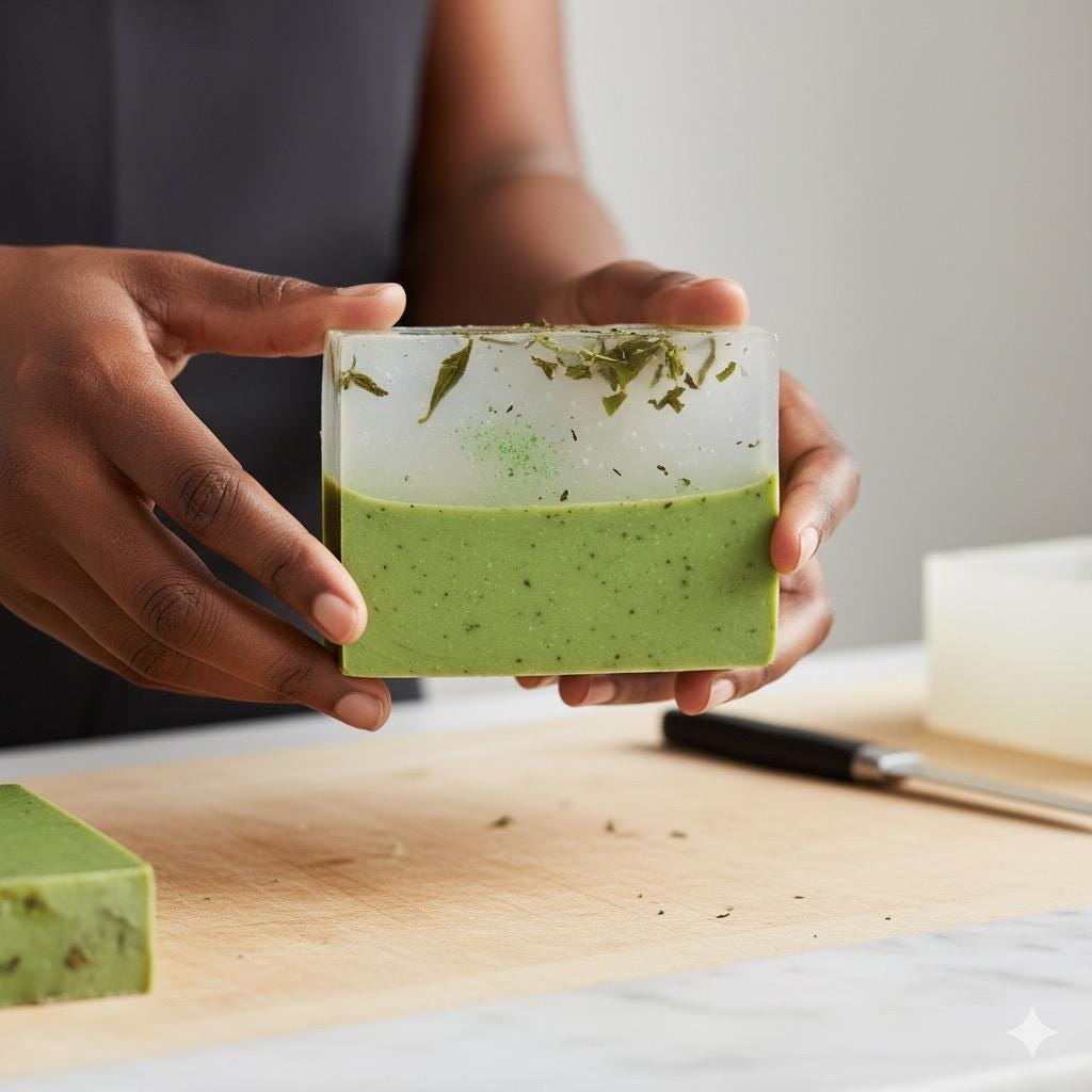 Jabón artesanal Té Verde – hidratante, antioxidante, natural, Mi Negra Bella