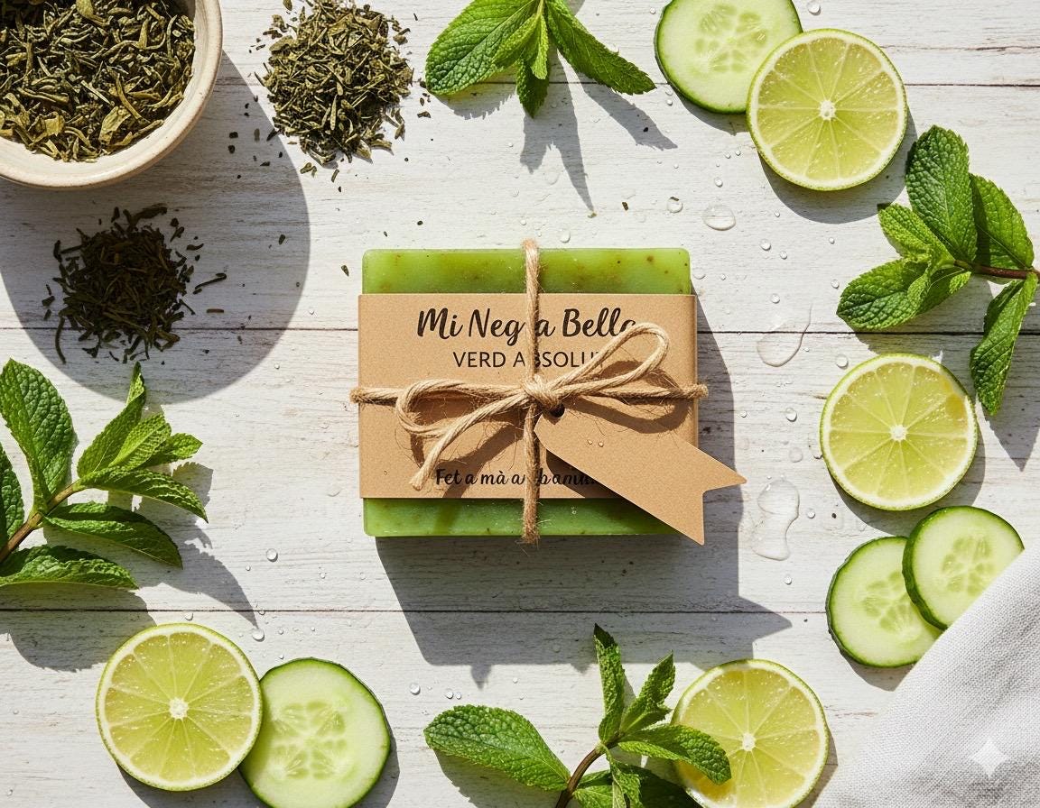 Jabón artesanal Té Verde – hidratante, antioxidante, natural, Mi Negra Bella