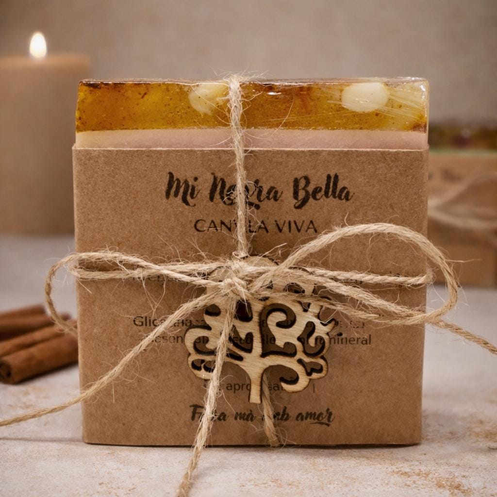 Jabón artesanal de Canela – cálido, exfoliante suave, natural, Mi Negra Bella