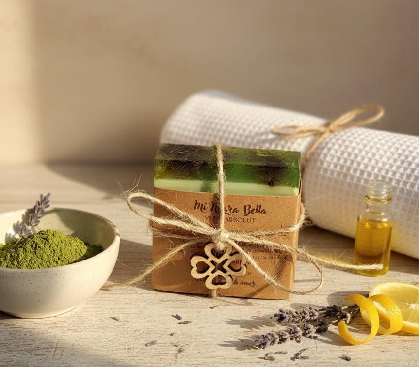 Jabón artesanal Té Verde – hidratante, antioxidante, natural, Mi Negra Bella