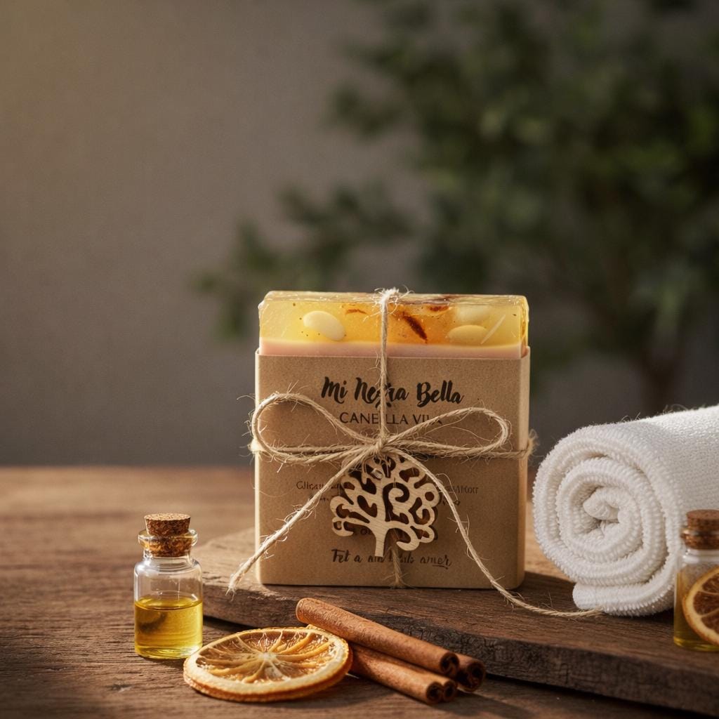 Jabón artesanal de Canela – cálido, exfoliante suave, natural, Mi Negra Bella