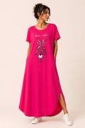 Vestido largo fucsia oversize con bolsillos, vestido boho de verano para mujer