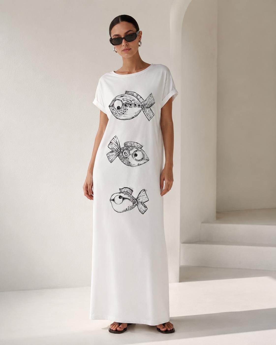 Vestido largo blanco oversize con bolsillos, vestido boho de verano para mujer
