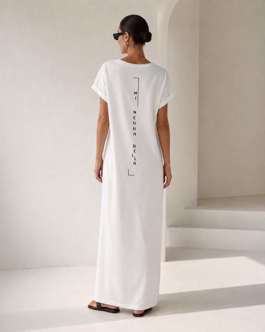 Vestido largo blanco oversize con bolsillos, vestido boho de verano para mujer