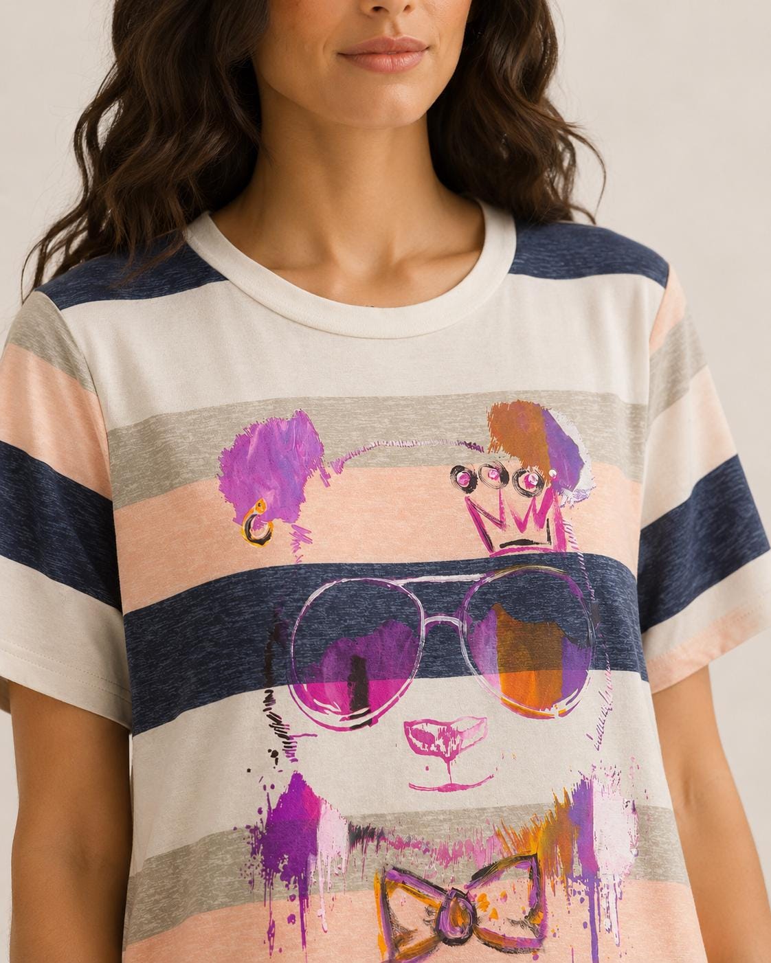 Vestido largo de rayas para mujer | Vestido oversize con panda | Vestido casual verano | Diseño artesanal Mi Negra Bella