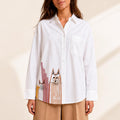 Camisa blanca oversize con gatos pintados a mano talla SM